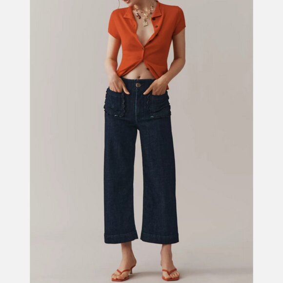 Anthropologie Denim - Anthropologie Maeve The Colette Scallop-Pocket Crop Wide-Leg Jeans 28T NWT 28 T